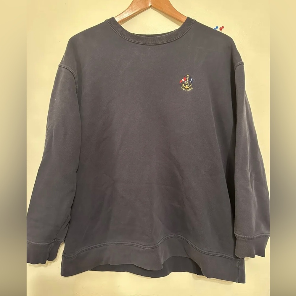 Lauren Ralph Lauren Nautical Pull Over Sweater Vintage Black Sz M
